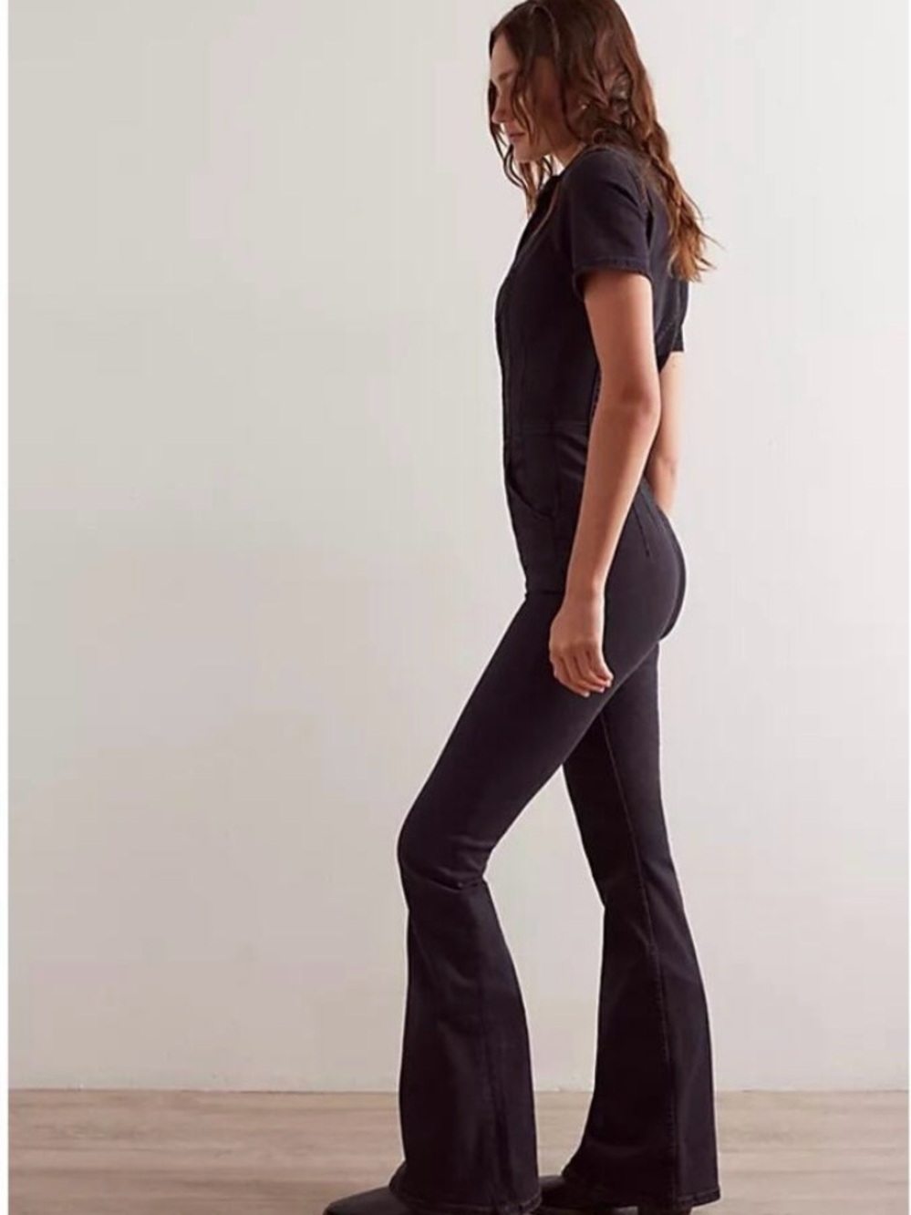 We The Free Black Short-Sleeve Zip-Front Jumpsuit - Picture 3 of 8